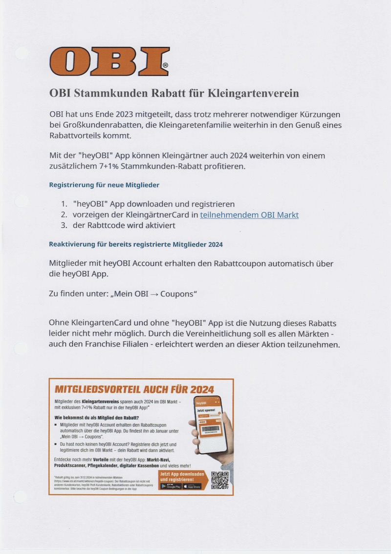 Firma OBI KGV Grossjedlersdorf - Flohmarkt 2020